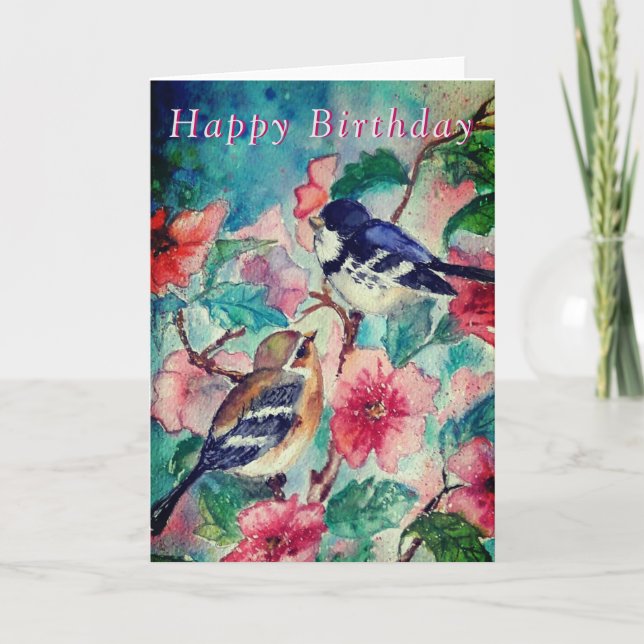 Tarjeta de cumpleaños Cute Bird Couple (Anverso)