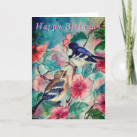 Tarjeta de cumpleaños Cute Bird Couple
