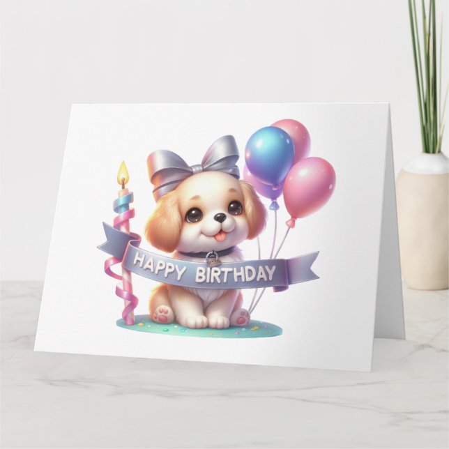 Tarjeta de cumpleaños Cute Dog (Anverso)