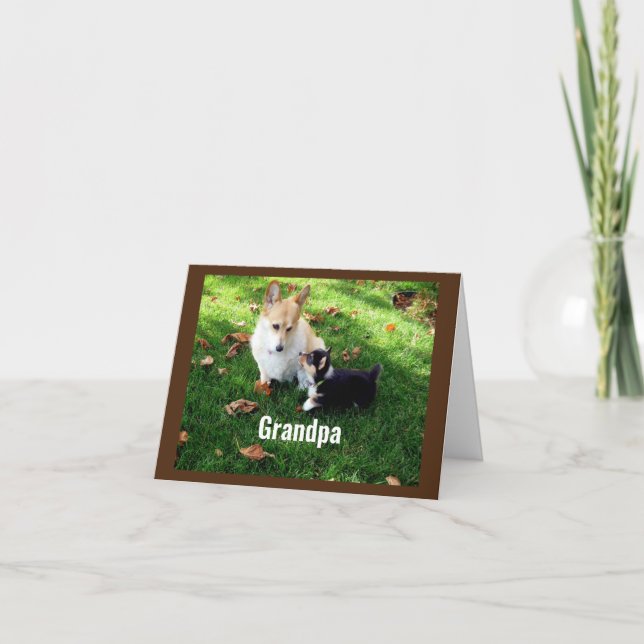 Tarjeta de cumpleaños Cute Dog and Pup Grandpa (Anverso)