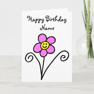 Tarjeta de cumpleaños Cute Flower Sonriente