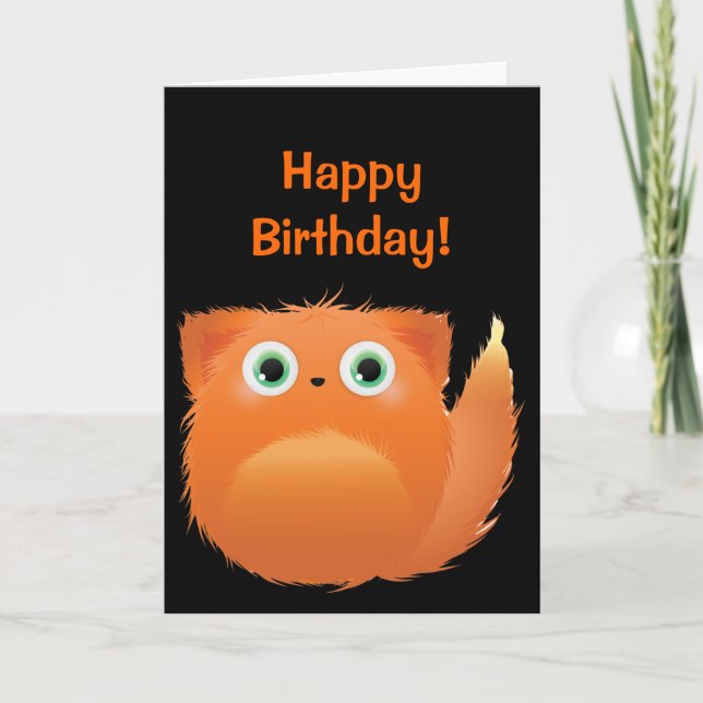 Tarjeta de cumpleaños Cute Fluffy Bird (Anverso)