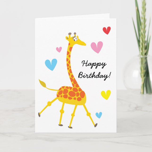 Tarjeta de cumpleaños Cute Giraffe (Anverso)