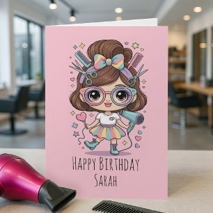 Tarjeta de cumpleaños Cute Hairdresser para Beauti