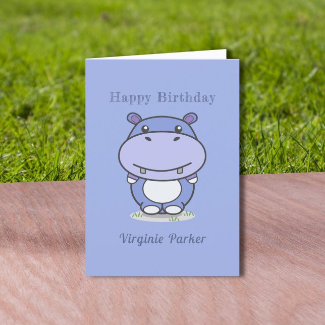Tarjeta de cumpleaños Cute Hippo (Cute Hippo Birthday Card)