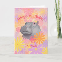 Tarjeta de cumpleaños Cute Hippo