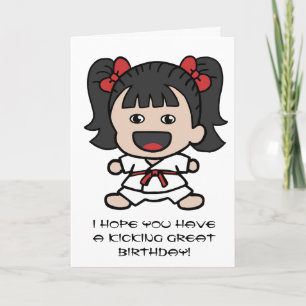 Tarjeta de cumpleaños Cute Karate para Chicas