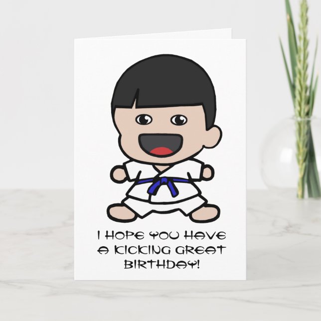 Tarjeta de cumpleaños Cute Karate para niños (Anverso)
