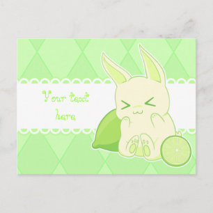 Tarjeta de cumpleaños Cute kawaii green lime bunny
