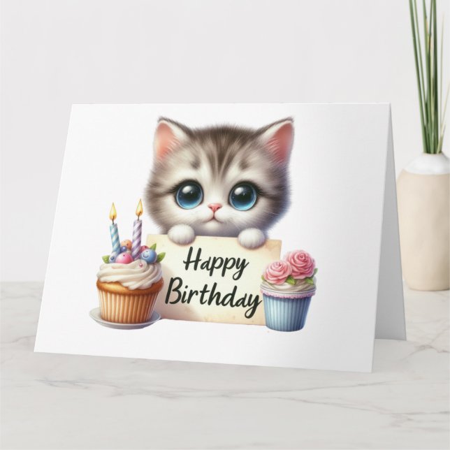 Tarjeta de cumpleaños Cute Kitten (Anverso)