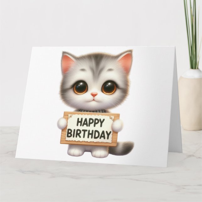 Tarjeta de cumpleaños Cute Kitten (Anverso)