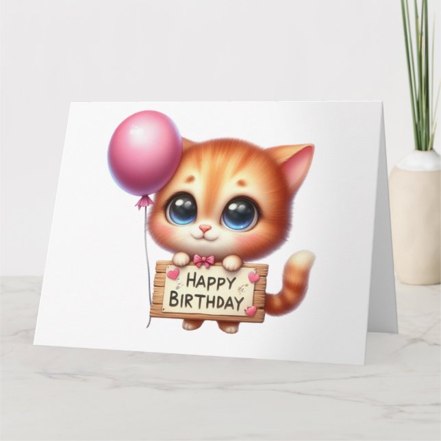 Tarjeta de cumpleaños Cute Kitten (Anverso)