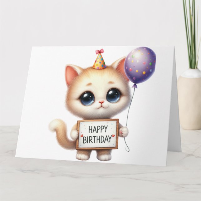 Tarjeta de cumpleaños Cute Kitten (Anverso)