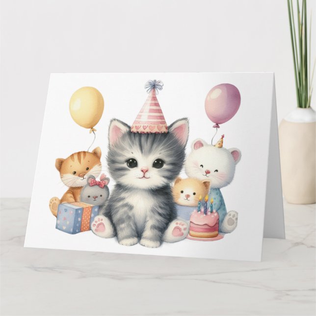 Tarjeta de cumpleaños Cute Kitten (Anverso)