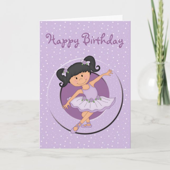 Tarjeta de cumpleaños Cute Lilac Ballerina 3 (Anverso)