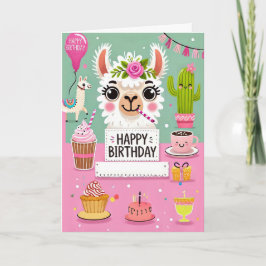 Tarjeta de cumpleaños Cute Llama