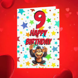 Tarjeta de cumpleaños Cute Monkey Stars