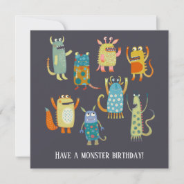 Tarjeta de cumpleaños Cute Monsters