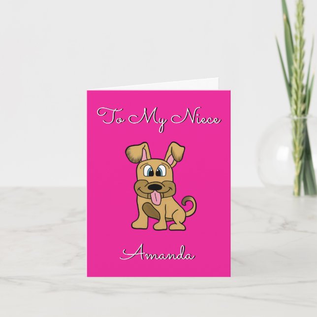 Tarjeta de cumpleaños Cute Niece - Perro divertido (Anverso)