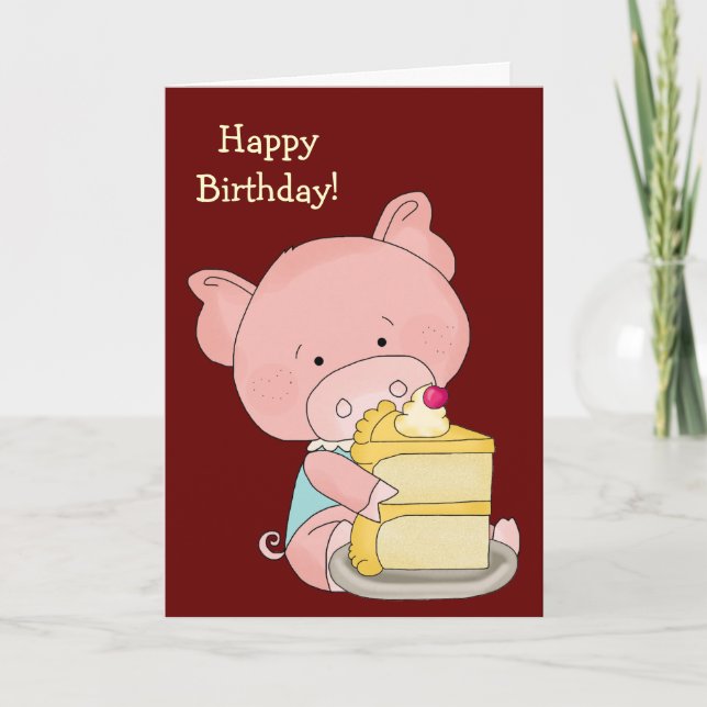 Tarjeta de cumpleaños Cute Pig (Anverso)