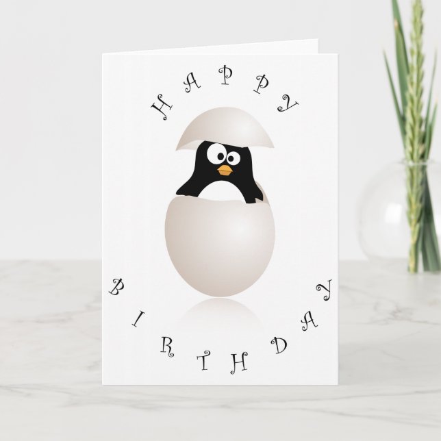 Tarjeta de cumpleaños Cute pingüino (Anverso)