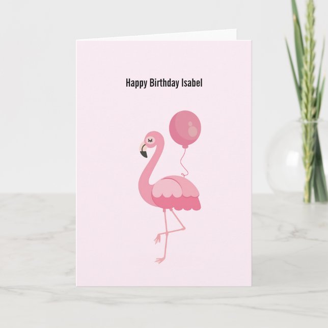 Tarjeta de cumpleaños Cute Pink Flamingo (Anverso)