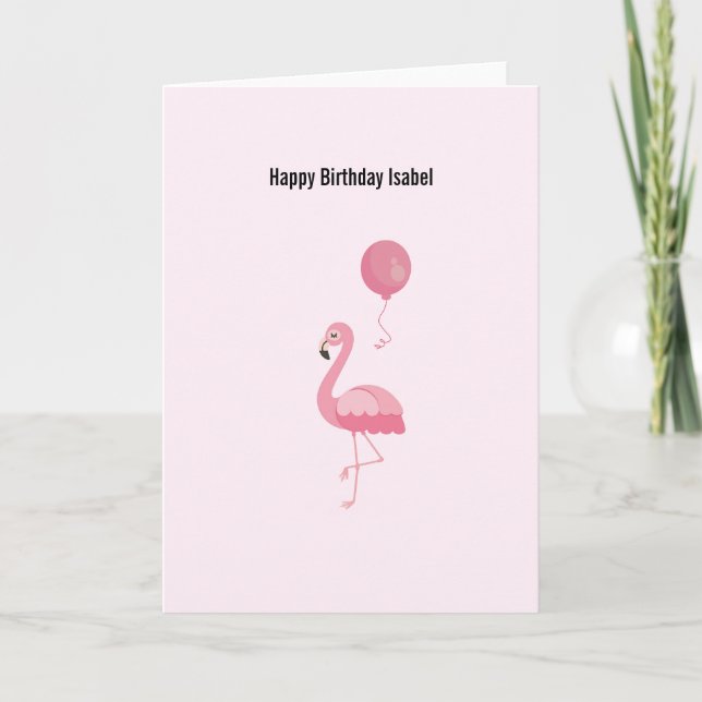 Tarjeta de cumpleaños Cute Pink Flamingo (Anverso)