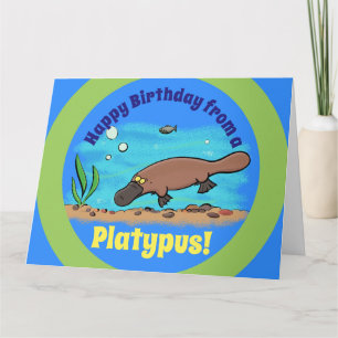 Tarjeta de cumpleaños Cute Platypus Underwater per