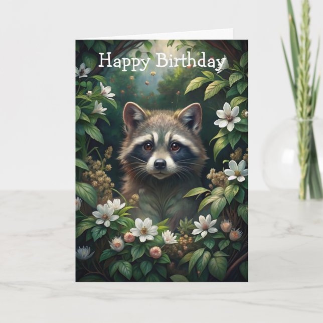 Tarjeta de cumpleaños Cute Raccoon (Anverso)