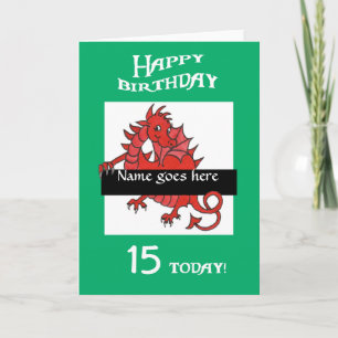 Tarjeta de cumpleaños Cute Red Dragon para persona