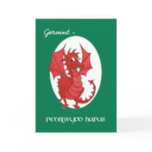 Tarjeta de cumpleaños Cute Red Dragon para persona