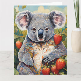 Tarjeta de cumpleaños Cute Strawberry Koala Bear