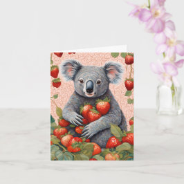 Tarjeta de cumpleaños Cute Strawberry Koala Bear