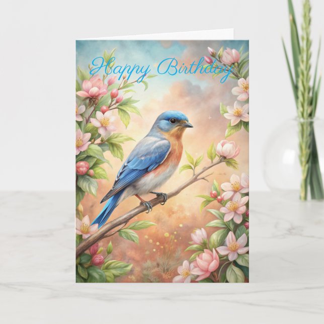 Tarjeta de cumpleaños Cute Turquoise Bird (Anverso)