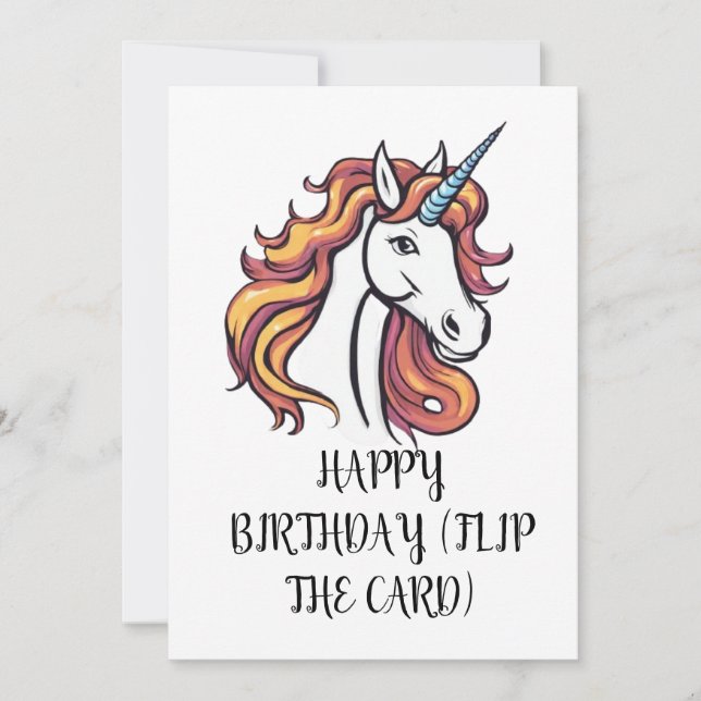Tarjeta de cumpleaños Cute unicorn (Anverso)