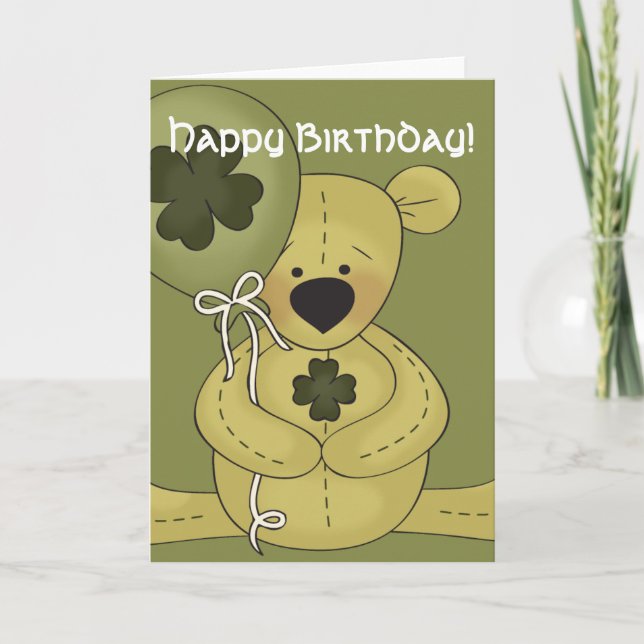 Tarjeta de cumpleaños d2 para el oso irlandés Happ (Anverso)