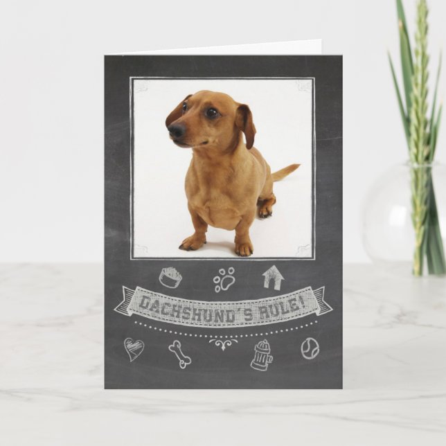 Tarjeta de cumpleaños Dachshund Chalkboard (Anverso)