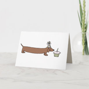 Tarjeta De Cumpleaños - Dachshund Con Pastel