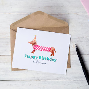 Tarjeta de cumpleaños Dachshund Dog dibujada a man