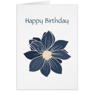 Tarjeta de cumpleaños Dahlia de flor azul personal