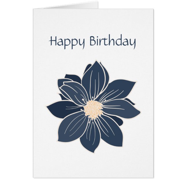 Tarjeta de cumpleaños Dahlia de flor azul personal (Frente)
