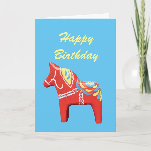 Tarjeta de cumpleaños Dala Horse (Anverso)