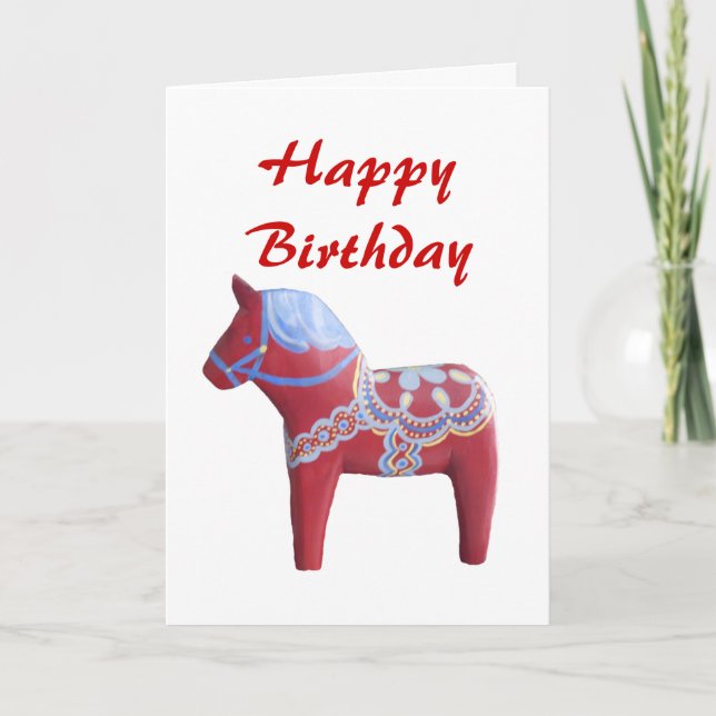 Tarjeta de cumpleaños Dala Horse (Anverso)