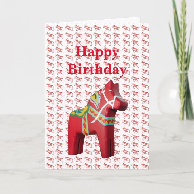 Tarjeta de cumpleaños Dala Horse (Anverso)