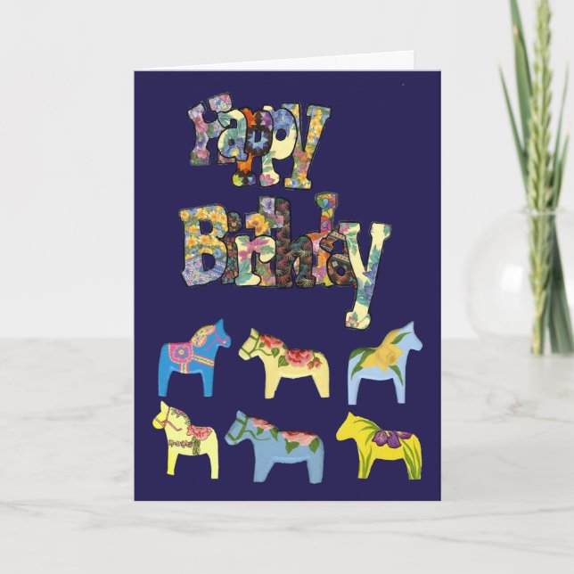 Tarjeta de cumpleaños Dala Horses (Anverso)