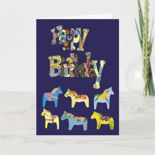 Tarjeta de cumpleaños Dala Horses