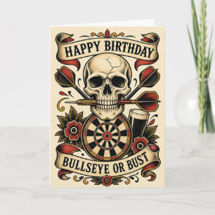 Tarjeta de cumpleaños Darts Bullseye Or Bust