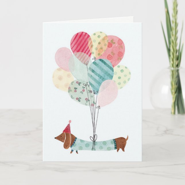 Tarjeta de cumpleaños Daschund (Anverso)