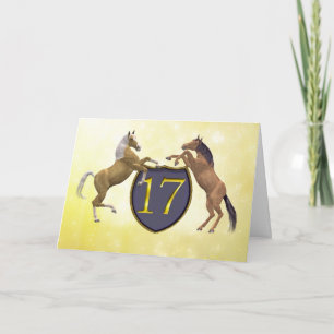 Tarjeta de cumpleaños de 17 años con caballos de c