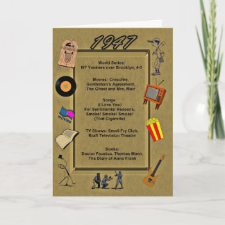 Tarjeta de cumpleaños de 1947 gran acontecimientos